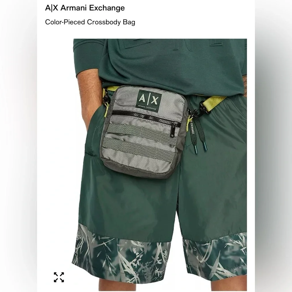 Armani Exchange A|X Color-Pieced Nylon Crossbody Messenger Bag Duck Green OS